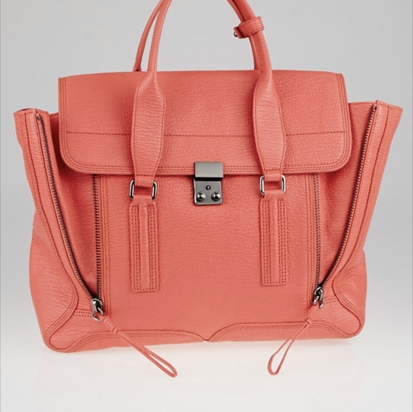 PHILLIP LIM 3.1 Textured Calfskin Large Pashli Satchel Coral - Picture 16 of 16